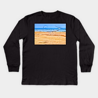 Seagulls On the Beach Kids Long Sleeve T-Shirt